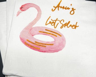 Tropical Bachelorette Last Splash Bachelorette Party Tropical Party Personalized Cocktail, Luncheon or Dinner Napkins Set of 25