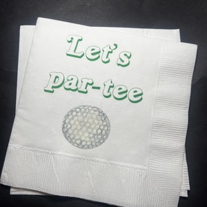 Golf Let&#39;s Par-tee 1st Birthday Party Hole in One Fore-Tee 40th Golf birthday Cocktail, Luncheon or Dinner Napkins Set of 25