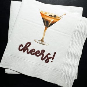 Espresso Martini Birthday Wedding Reception Bridal Shower Espresso Martini Bar Cocktail, Luncheon or Dinner Napkins Set of 25
