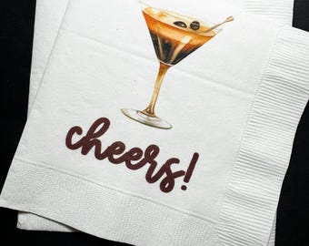 Espresso Martini Birthday Wedding Reception Bridal Shower Espresso Martini Bar Cocktail, Luncheon or Dinner Napkins Set of 25