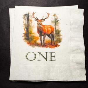 Deer First Hunt The Big One Oh Deer Boy Birthday Baby Shower Fall Baby Shower Cocktail, Luncheon or Dinner Napkins Set of 25