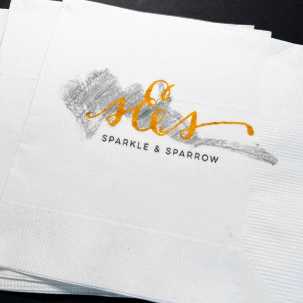 Logo Custom Business Logo Cocktail, Luncheon or Dinner Napkins Set of 25