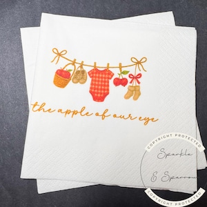 Apple of our Eye Baby Shower Apple Birthday Fall Baby Shower Apple Fall Birthday Red Apple Cocktail, Luncheon or Dinner Napkins Set of 25