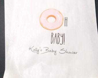 Donut Oh Baby Personalized Baby Shower Favor Bags, Set of 10