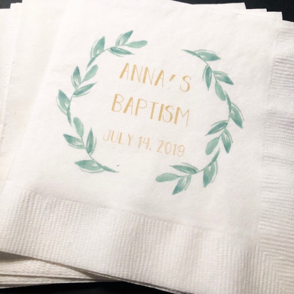 Personalized Baptism Paper Napkins Etsy
