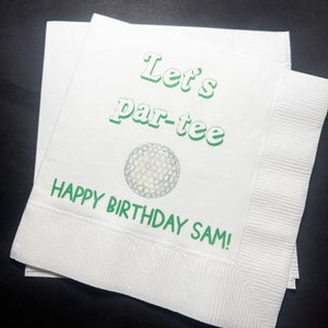 Golf 1st Birthday Party Hole in One Let’s ParTEE Golf theme birthday Personalized Cocktail, Luncheon or Dinner Napkins Set of 25