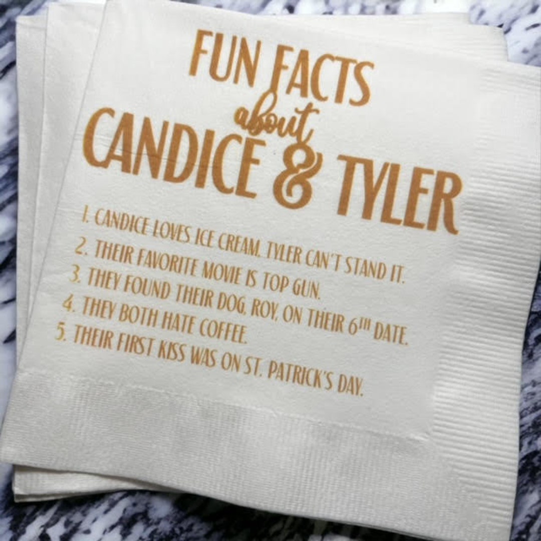 Fun Facts Wedding Napkins Custom Wedding Fun Facts Personalized
