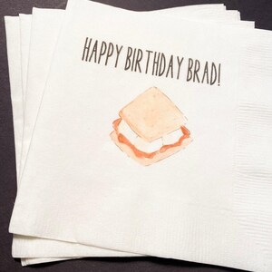 Smores Fall Birthday Party Personalized Cocktail, Luncheon or Dinner Napkins Set of 25