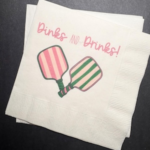 Pickleball Birthday Dinks and Drinks Pickleball Summer Birthday Overserved Cocktail, Luncheon or Dinner Napkins Set of 25