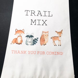 Woodland Baby Shower Birthday Party Adventure Wild One Trail Mix Favor Bags Treat Bags, Set of 10