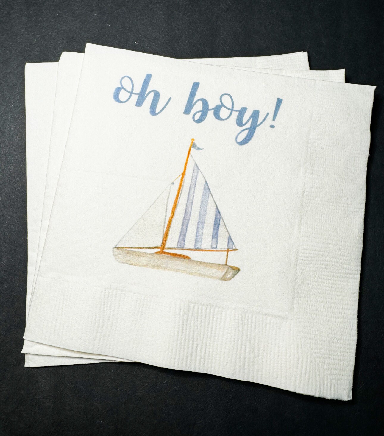 Ahoy its a Boy Sailboat Baby Shower Nautical Summer Baby Shower Boat Oh Boy Baby Shower Cocktail Luncheon or Dinner Napkins
