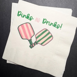 Pickleball Birthday Dinks and Drinks Pickleball Summer Birthday Overserved Cocktail, Luncheon or Dinner Napkins Set of 25