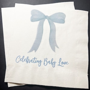 Blue Bow Baby Shower It’s a Boy Blue Boy Baby Shower Personalized Cocktail, Luncheon or Dinner Napkins Set of 25