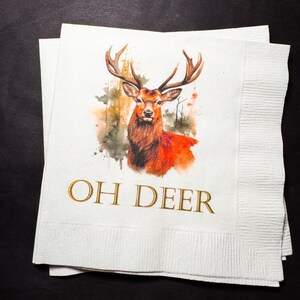 Deer First Hunt The Big One Oh Deer Boy Birthday Baby Shower Fall Baby Shower Cocktail, Luncheon or Dinner Napkins Set of 25