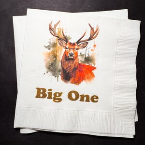 Deer First Hunt The Big One Oh Deer Boy Birthday Baby Shower Fall Baby Shower Cocktail, Luncheon or Dinner Napkins Set of 25