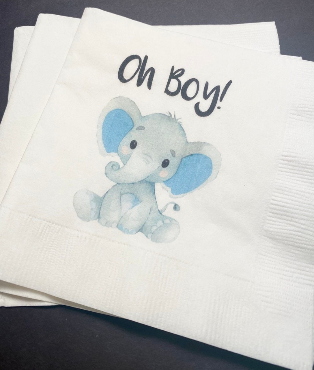 Elephant Baby Shower Oh Boy A Little Peanut is on its Way Shower Cocktail Luncheon or Dinner Napkins Set of 25