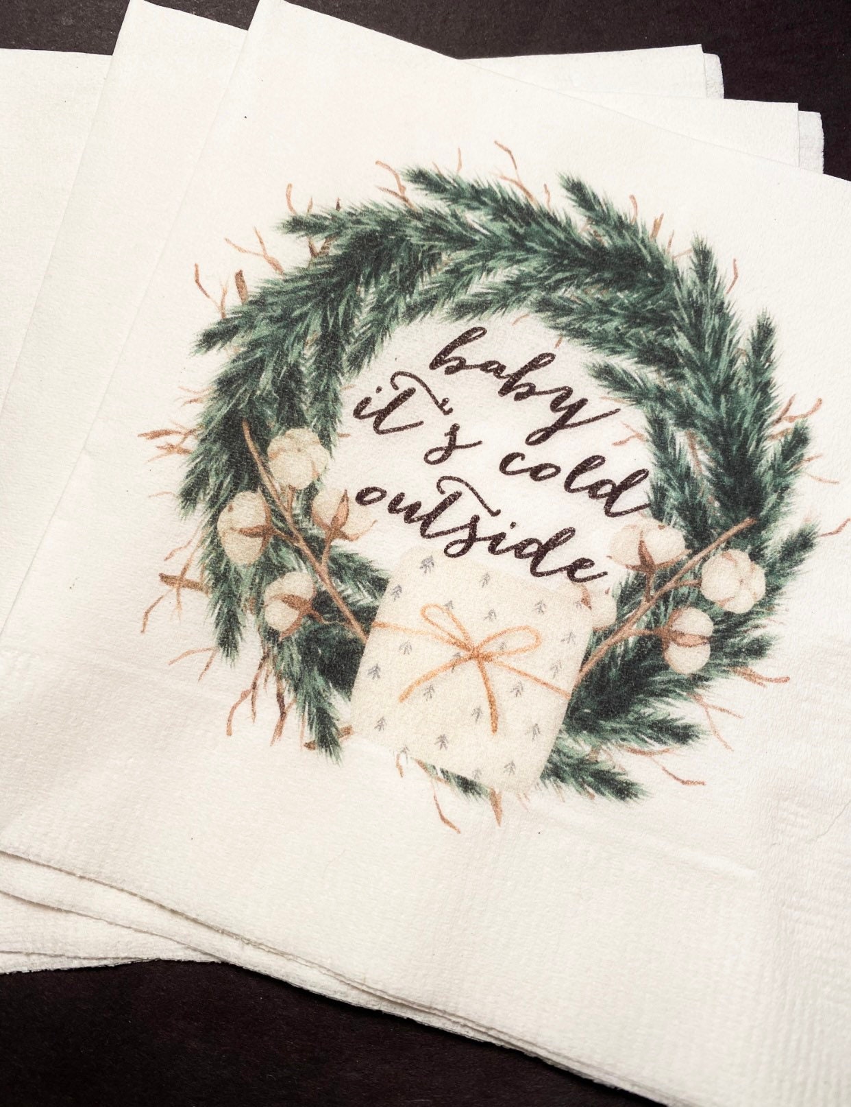 Baby Its Cold Outside Baby Shower Winter Christmas December Baby Shower Birthday Cocktail Luncheon or Dinner Napkins Set of