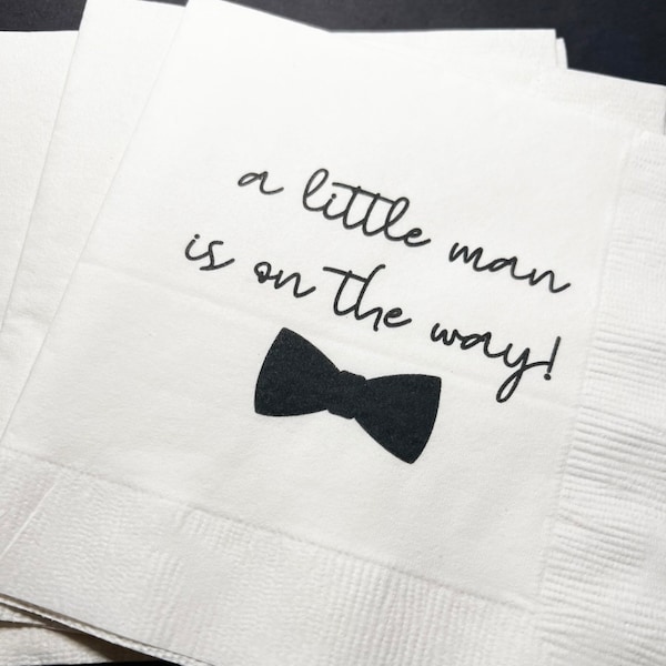 Little Man On the Way Baby Shower Little Man Boy Baby Shower Cocktail or Luncheon Napkins, Set of 25