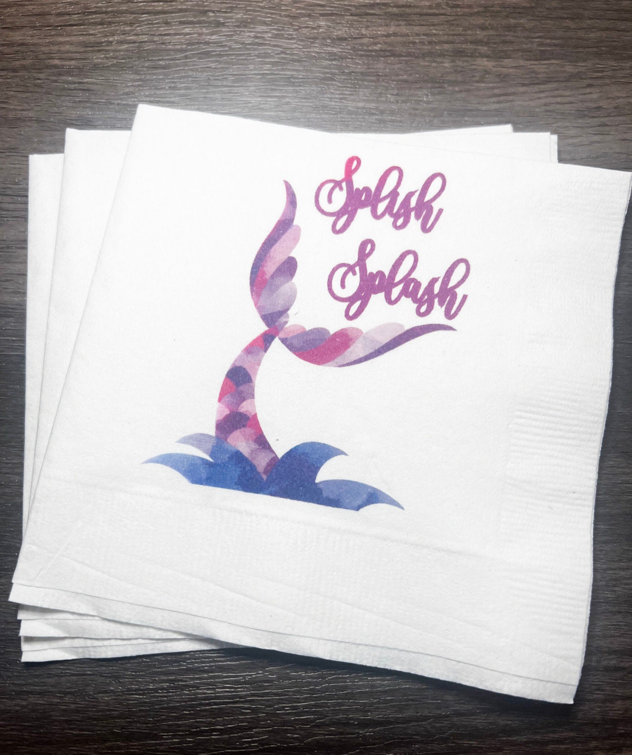 Mermaid Birthday Splish Splash Our Mermaid Birthday Under Sea Mermaid Party Cocktail Luncheon or Dinner Napkins Set of 25