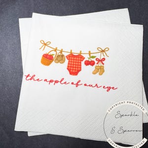 Apple of our Eye Baby Shower Apple Birthday Fall Baby Shower Apple Fall Birthday Red Apple Cocktail, Luncheon or Dinner Napkins Set of 25