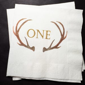 Deer First Hunt The Big One Oh Deer Boy Birthday Baby Shower Fall Baby Shower Cocktail, Luncheon or Dinner Napkins Set of 25