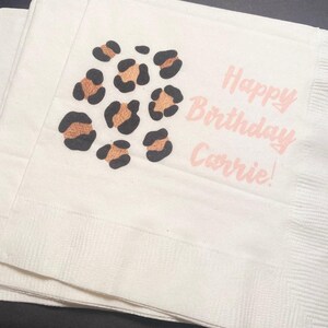 Leopard Birthday Wild One Wild Child Animal Print Party Personalized Cocktail, Luncheon or Dinner Napkins Set of 25