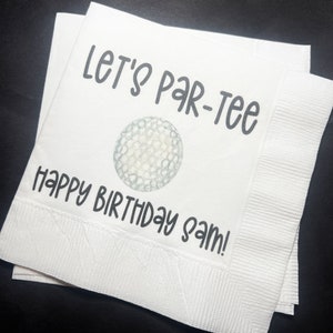 Golf 1st Birthday Party Hole in One Let’s ParTEE Golf theme birthday Personalized Cocktail, Luncheon or Dinner Napkins Set of 25