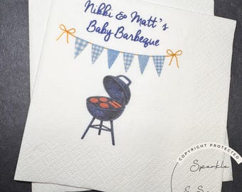 Baby Barbeque Napkins Baby Shower Baby-Q Napkins Baby BBQ Table Decor Personalized Napkins