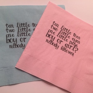 Set of 30 Gender Reveal Baby Shower Cocktail, Luncheon or Dinner Napkins Set of 25