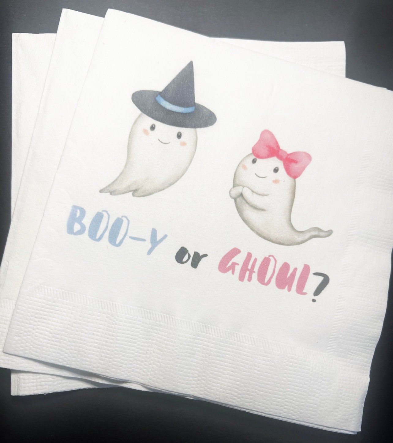 Booy or Ghoul What Will Our Little Boo Be Halloween Gender Reveal Cocktail Luncheon or Dinner Napkins Set of 25