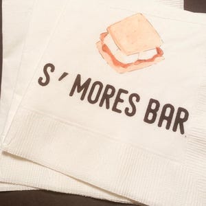 Smores Bar Birthday Smores Theme Wedding Smores Bar Cocktail, Luncheon or Dinner Napkins Set of 25