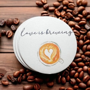Love is Brewing Wedding Coffee Bar Coasters Wedding Coaster Favor