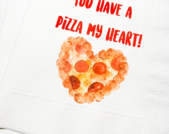 Pizza My Heart Valentine Pizza Valentines Day Party Singles Party Galentines Cocktail or Luncheon Napkins, Set of 25