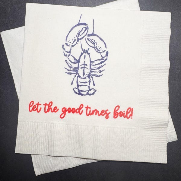 Crawfish Boil Let the Good Times Boil Summer Party Crawfish Summer Cookout Cocktail, Luncheon or Dinner Napkins Set of 25