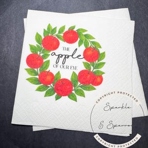 Apple of our Eye Baby Shower Apple Birthday Fall Baby Shower Apple Fall Birthday Red Apple Cocktail, Luncheon or Dinner Napkins Set of 25