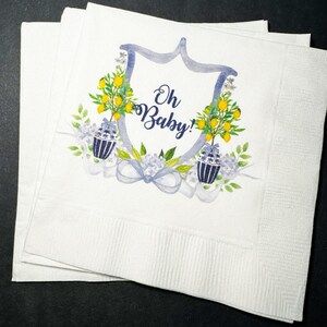 Lemon Oh Baby Baby Shower Spring Summer Shower Italian Theme Baby Shower Cocktail, Luncheon or Dinner Napkins Set of 25