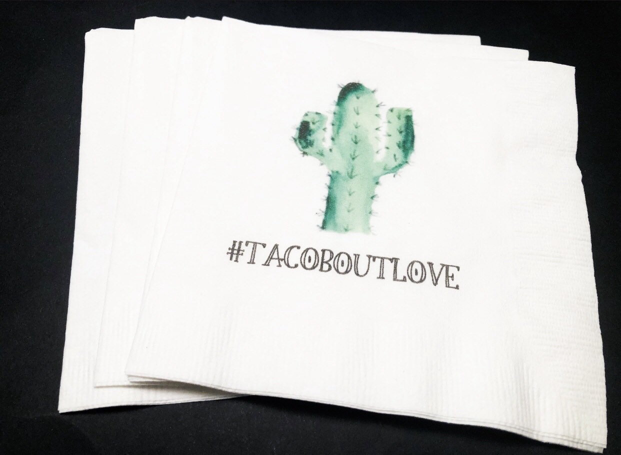 Taco Bout Love tacoboutlove Cactus Bridal Fiesta Birthday Fiesta Succulent Baby Shower Cocktail Luncheon or Dinner Napkins