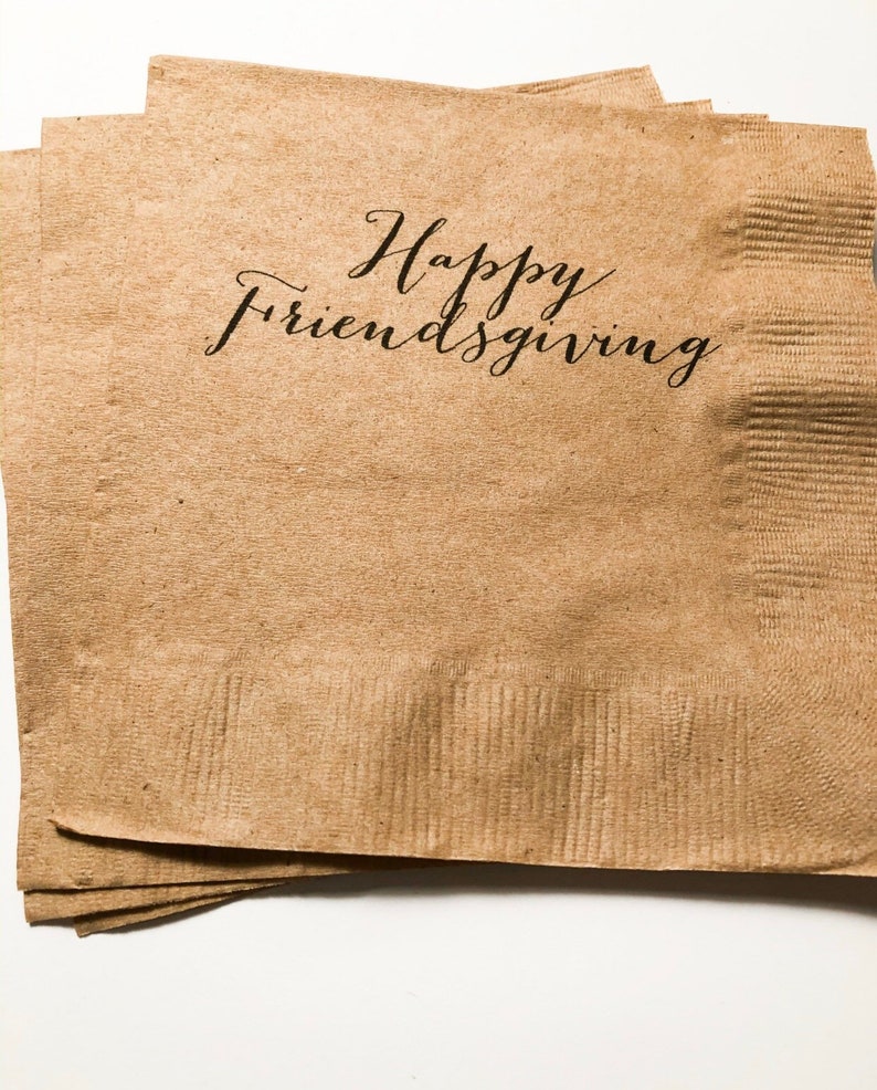 Friendsgiving Thanksgiving Kraft Cocktail Napkins Set of 25 Etsy