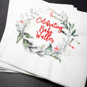 Baby It's Cold Outside Winter Christmas Baby Shower Birthday December Shower Personalized Cocktail or Luncheon Napkins, Set of 25