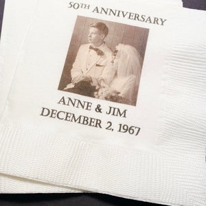 50th Anniversary Wedding Picture Personalized  Anniversary Party Cocktail, Luncheon or Dinner Napkins Set of 25