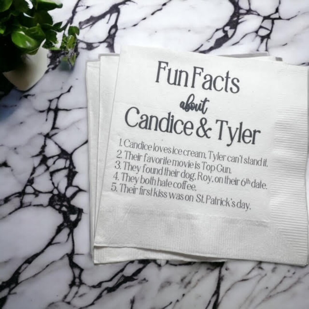 Fun Facts Wedding Napkins Custom Wedding Fun Facts Personalized