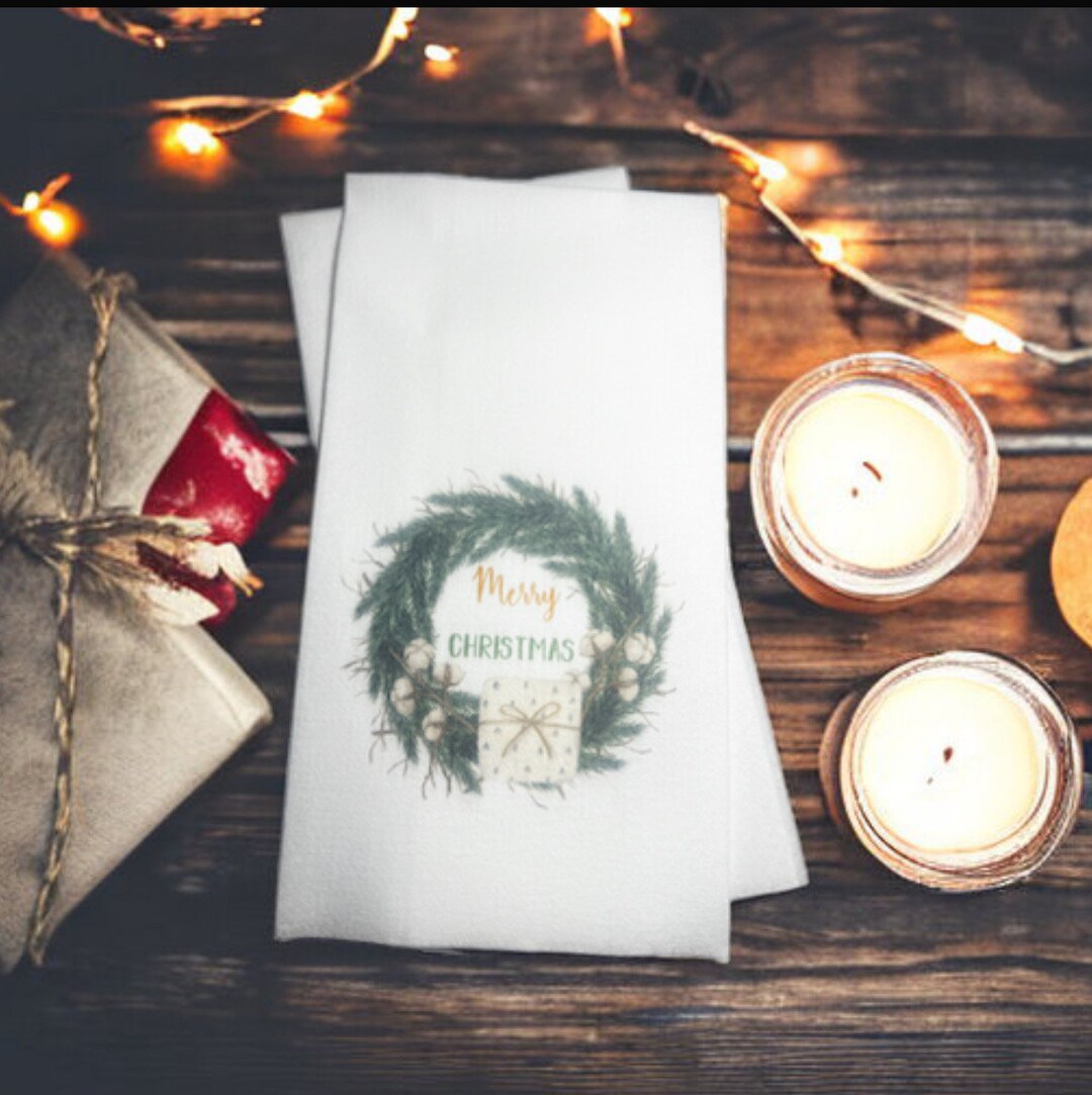 Christmas Guest Towels Linen Feel Ultra Ply White Disposable Etsy