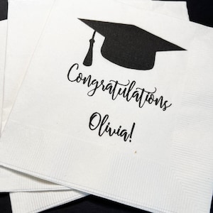 Graduation Party 2026 Grad Custom Graduation Personalized Cocktail, Luncheon or Dinner Napkins Set of 25 image 1