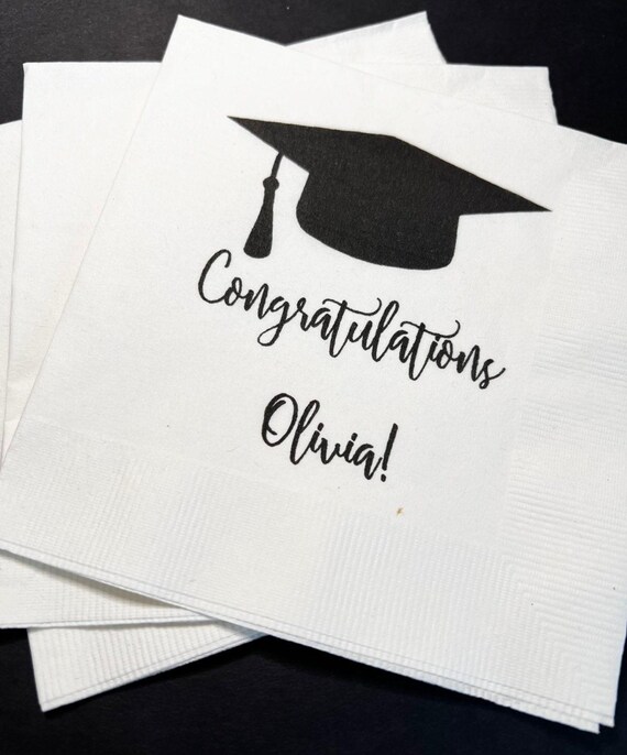 Graduation Party 2026 Grad Custom Graduation Personalized Cocktail, Luncheon or Dinner Napkins Set of 25