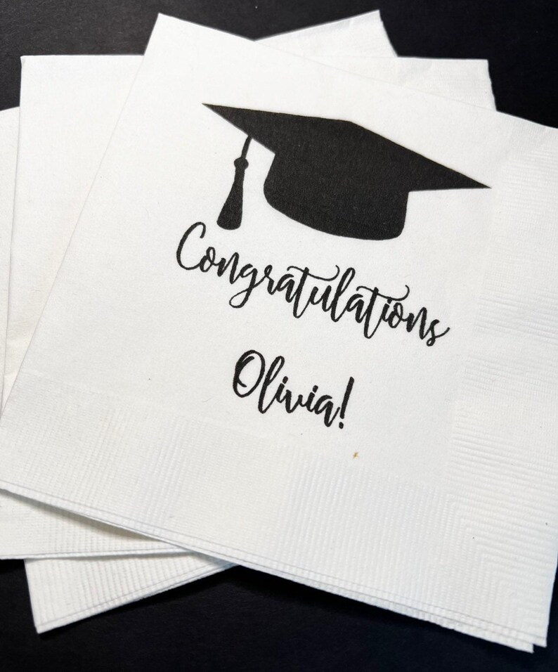 Graduation Party 2026 Grad Custom Graduation Personalized Cocktail, Luncheon or Dinner Napkins Set of 25 image 1