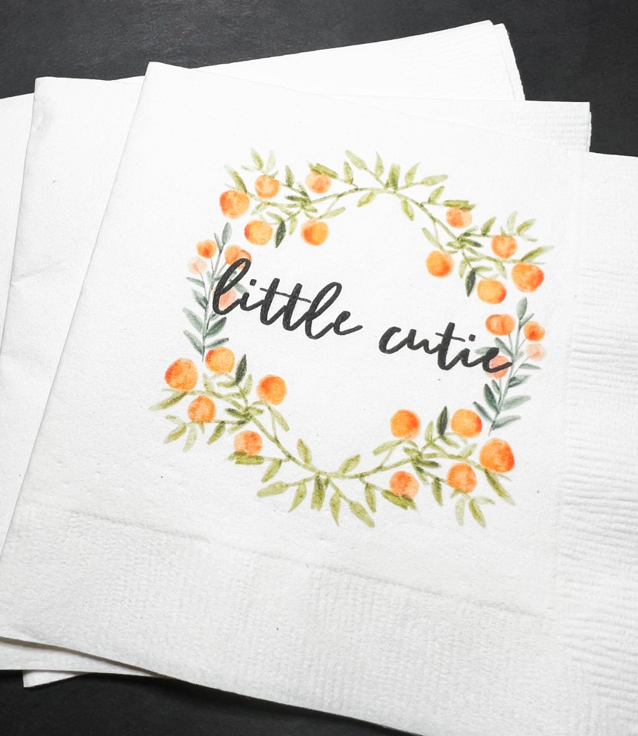 Clementine Cutie Baby Shower Spring Summer Little Cutie On the Way Baby Shower Cocktail or Luncheon Napkins Set of 25