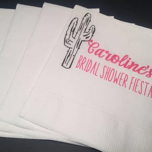 Cactus Bridal Shower Fiesta Personalized Cocktail, Luncheon or Dinner Napkins Set of 25