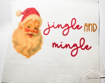 Jingle and Mingle Tini Bit Merry Christmas Party Santa Tini Bit Merry Friendsmas Holiday Party Cocktail Luncheon or Dinner Napkins Set of 25