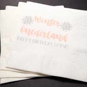 Winter Onederland First Birthday Winter Oh What Fun to be One Christmas 1st Birthday Personalized Cocktail or Luncheon Napkins, Set of 25