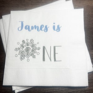 Winter Onederland First Birthday Oh What Fun to be One Christmas 1st Birthday Personalized Cocktail, Luncheon or Dinner Napkins Set of 25